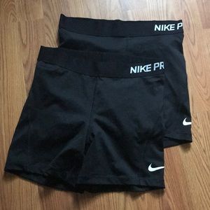 2 Black Nike pro shorts